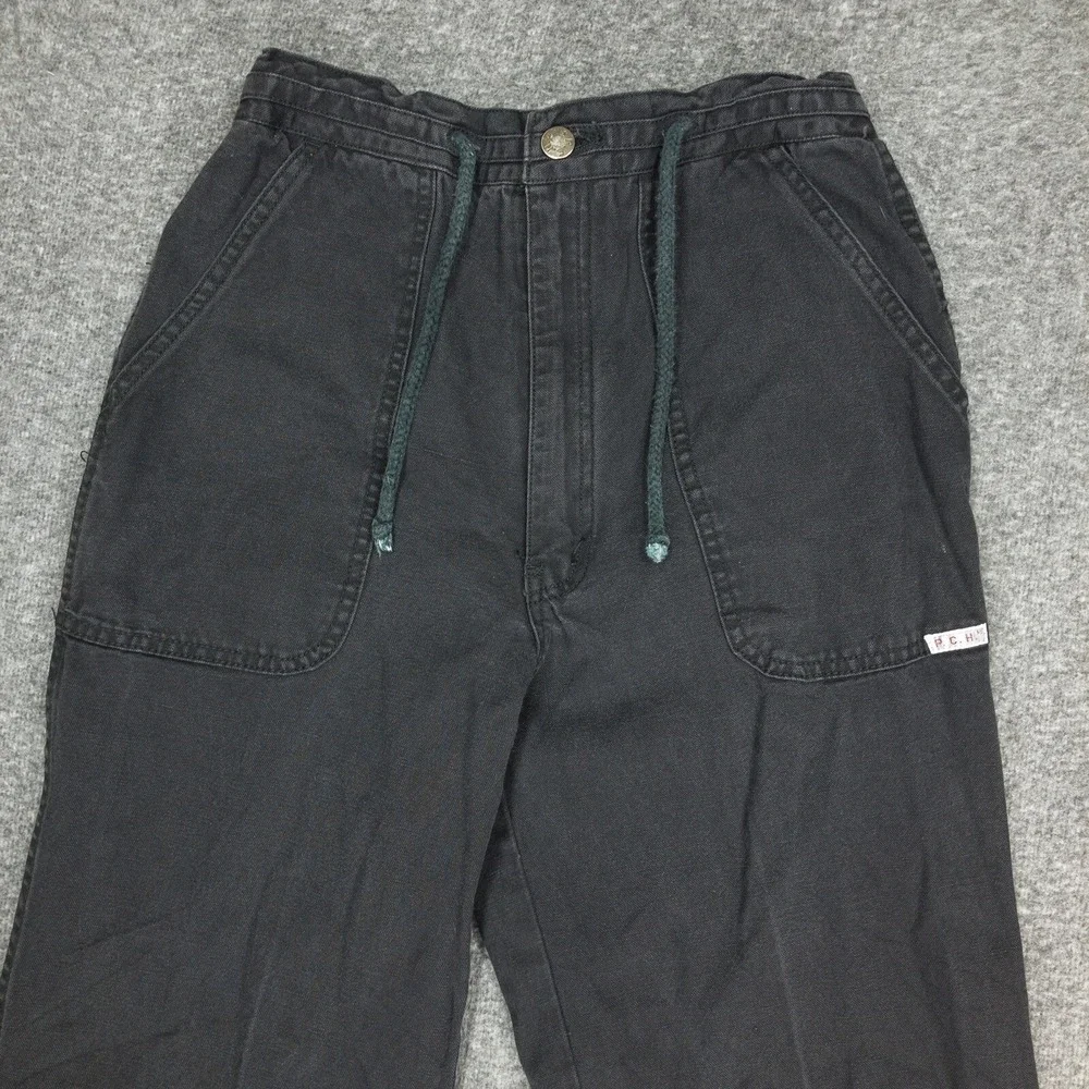 Vintage PCH Jeans Women's Size 32 L Black Cotton Denim High Rise Big Pockets